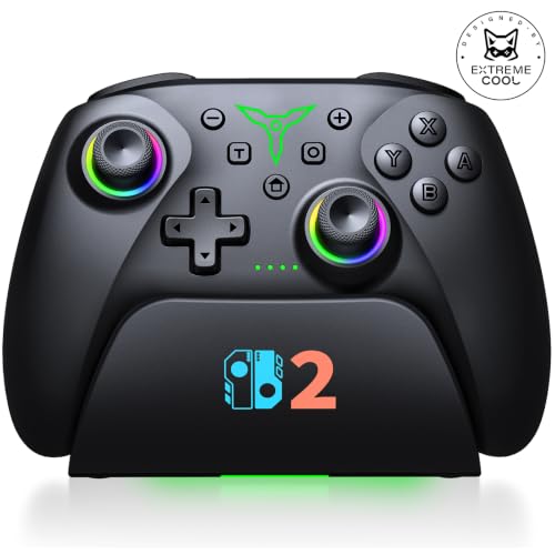 Image of Spican Switch 2 Controller for Nintendo Switch 2 /Switch /OLED /Lite, Wireless Switch Controller with Charging Dock, RGB Switch Pro Controller with Hall Effect, Macro, Turbo and Vibration, Black