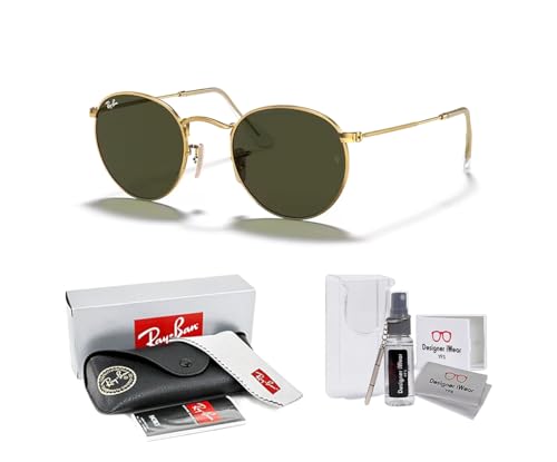 Ray-Ban RB3447 001 47M Gold/Crystal Lens G-15 Green Round Metal Sunglasses for Men +Bundle with Accessory Eyewear Kit by Ray-Ban - Used condition - Image 2