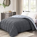 Homelike Moment California King Comforter - Grey Duvet Insert Down Alternative Bed Comforter, Lightweight Bedding Comforters Cal King Size Quilted Soft All Season Reversible Dark Gray/Light Grey