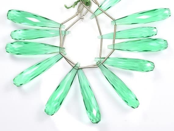 Perles briolettes quartz vert de fluorite 35mm facettées pour bijoux artisanaux