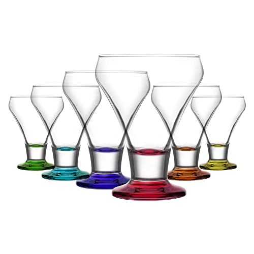 clearfee Lot de 6 bols à glace 305 ml avec fond coloré en verre de qualité supérieure - 6 couleurs différentes