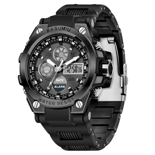 BASUMIU Military Tactical Watches for Men Luxury Black Digital Work Mens Watch Sport Dive Men's...