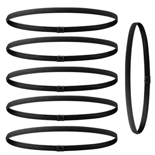 vaolmlop 6 peças fita de cabelo desporto, diadema desportiva elástica, fita de cabelo desporto elástica antiderrapante ioga futebol Jogging (preto)