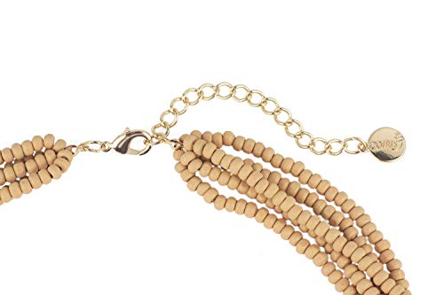 Coiris Multi Color 5 Layers Wood Beads Strand Statement Necklace For Women Chunky Collar (N0019-Beige) #TOP3