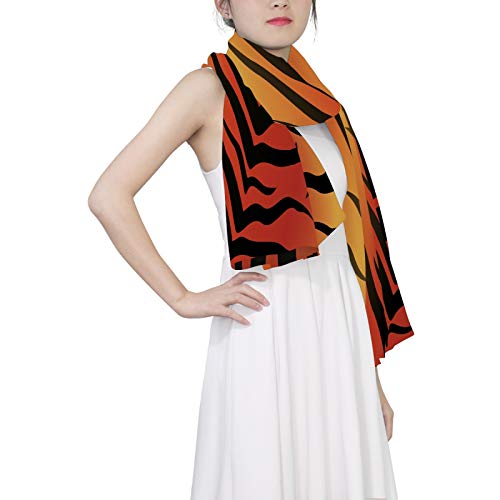 Tiger Skin Animal Texture Women Long Silk Scarf, Shawl Chiffon Large Stole Headscarf, Lightweight Sunscreen Satin Scarves Wraps for Wedding Party Gift3