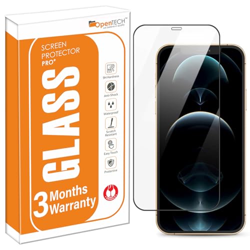 OpenTech® Military-Grade Gorilla Tempered Glass Screen Protector for iPhone 12/12 Pro with Edge to Edge Coverage - Case Friendly, Anti-scratch, 9H Hardness and Bubble free installation kit