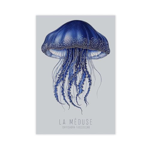 Poster sur toile méduse bleue 40x60cm, une idée cadeau originale pour chambre