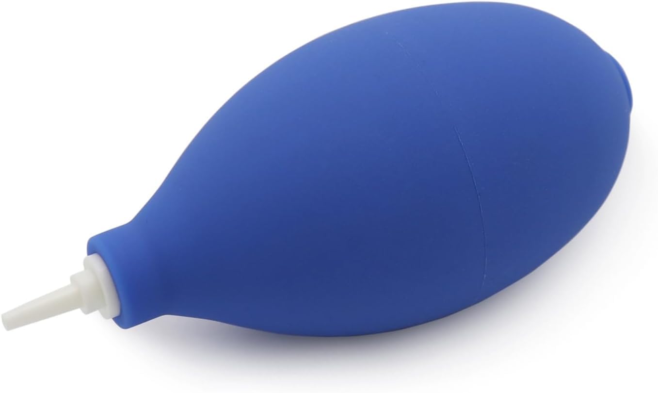 Portable Compressed Air Duster - Cordless Compressed Air Blower for Computer, Keyboard, Camera, Lens, Watch, Hearing Aids - Mini Squeeze Ball Pump Cleaner Tool with Short Nozzles (Blue)