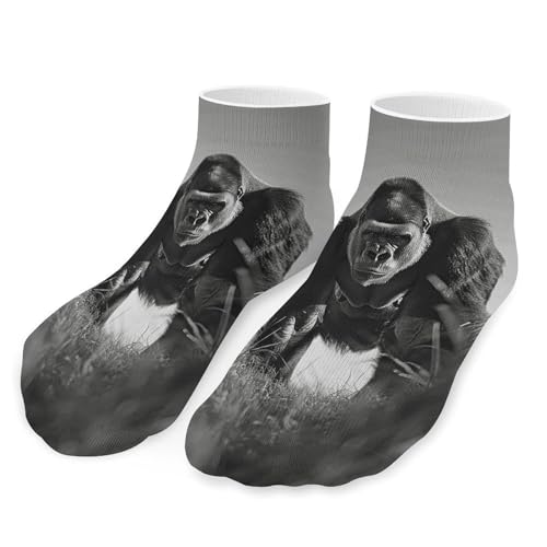 Gorilla in The Grass Socks Ankle Length Socks Casual Short Socks for Women Men Low Cut Sports Socks Running Socks No Show Socks Ankle Socks Athletic Socks Workout Socks