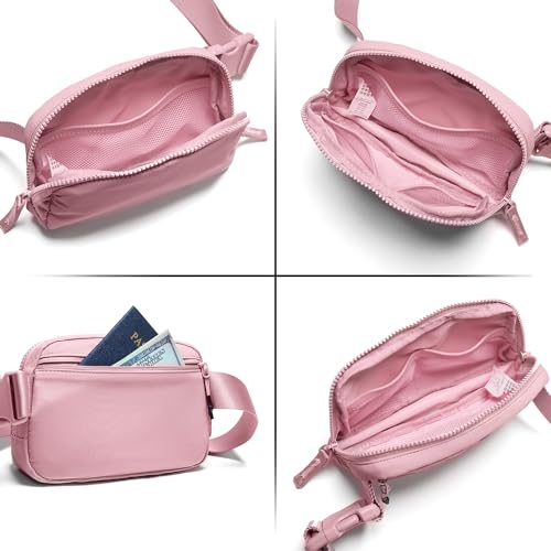 Image of Belt Bag for Women Two-Way Zipper Fanny Pack Crossbody Bags for Women Fashion Waist Packs Cross Body Fanny Pack with Adjustable Strap Gifts for Teen Girls (Pink)