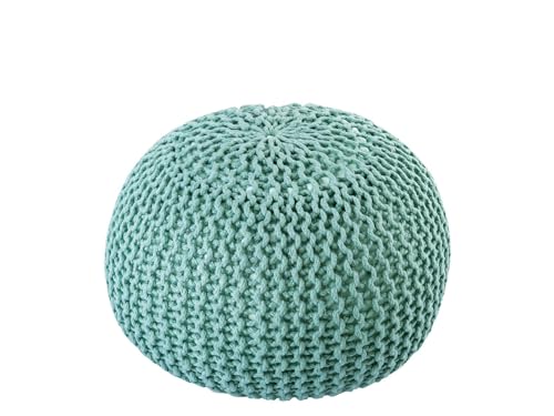kreatives Wohnen Pouf Premium ø45cm Sitzhocker Strickpouf Innen Terrasse Pool Garten nachhaltig Mint - Ocean Wave