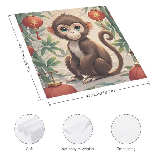 Servilletas de Tela Estilo Chino Mono 18.7x18.7 pulg 1 unidad miniatura 2