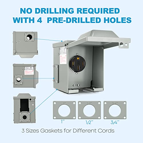 Kohree RV Power Outlet Box 50 Amp, RV Power Electrical Receptacle Panel