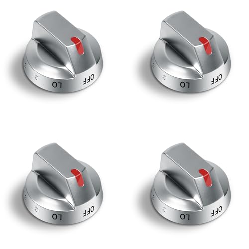 DG94-03500A/Z (4PCS) Stove Oven Replacement Knob Compatible with Samsung, DG94-03500V DG94-03500W DG94-03500Y DG94-03500Z Range Knobs, knobs for NE63T8311SS NE63T8111SG, Silver