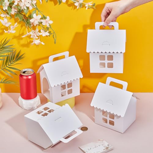 BENECREAT 30 Packung Partygeschenkboxen Für Hunde 10x12x18cm Weiße Hundehüttenboxen Mit Quadratischem Fenster Für Die Dekoration von Geburtstagspartys Zur Adoption von Welpen