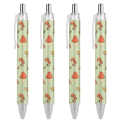 Stylo à bille rétractable motif champignon lot de 4, l'idée cadeau papeterie originale