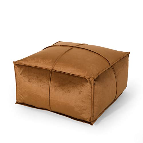 Christopher Knight Home Harrison Modern Glam Velvet Square Bean Bag Ottoman, Bronze
