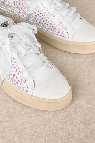 Image of Mi.iM Gaby Rubber Sole Lace-up Snake Print Suede Star Sneakers (Rhinestone, US Footwear Size System, Adult, Women, Numeric, Medium, 8)