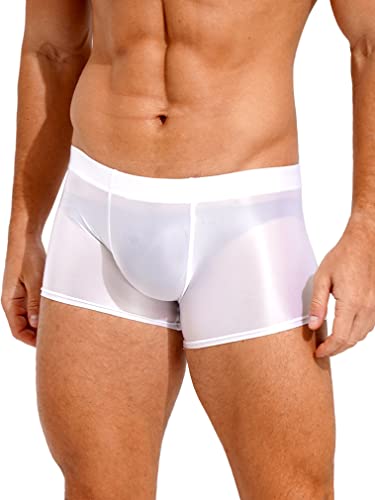 FEESHOW Men Oil Shiny Underwear Swim Trunks Glossy Shorts Elastic Low Rise Boxer Briefs Underpant2