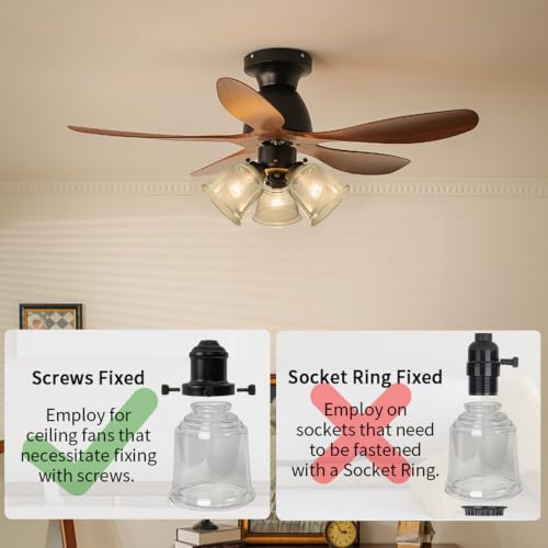 Image of HonoDing Ceiling Lamp Replacement Shade Set of 4, Glass Ceiling Fan Light Covers, Clear Glass Lamp Shade for Ceilings Fan Light Chandelier Wall Sconce, Easy to Install