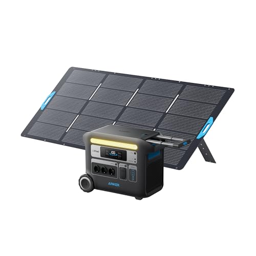 Anker SOLIX F2000 Solargenerator, 767 GaNPrime PowerHouse 2048Wh mit 1x 400W Solarpanel, tragbare Powerstation mit 2300W AC Ausgang und LifePO4 Akku für Zuhause, Camping, Wohnmobil