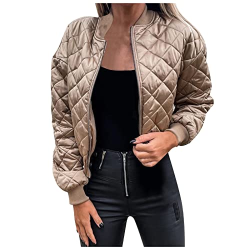 KBOPLEMQ Damen Bomberjacke Kurz - Blouson Jacke Winter Herbst Übergangsjacke