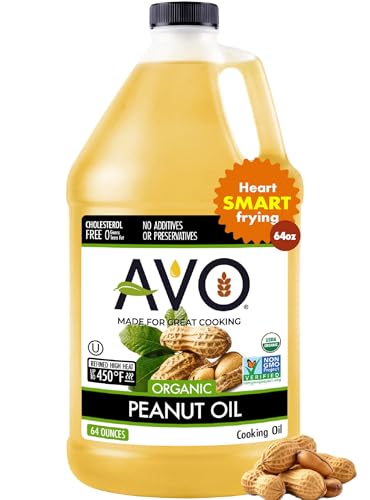AVO Made for Great Cooking Organic Peanut Oil Half Gallon - Perfect for Cooking & Deep Frying -...