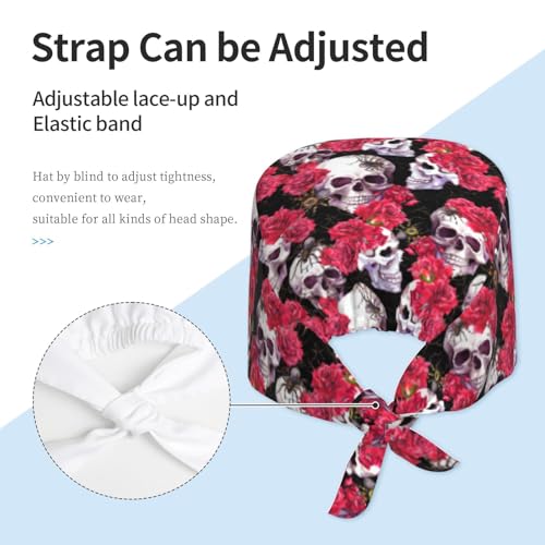 Image of Working Cap Scrub Cap with Sweatband Adjustable Unisex Women Tie Back Hat Nurse Surgical Caps