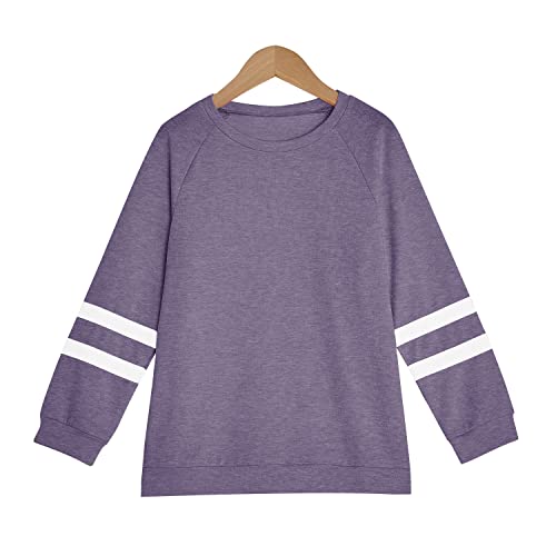 Image of Apbondy Girls Shirts Casual Long Sleeve Crewneck Loose Striped Sweatshirts Pullover Tops