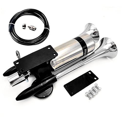 Bocina de barco y camión con doble tubo plateado súper fuerte y tanque de aire de 12v 24v