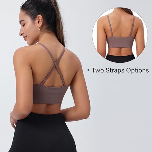 Image of Evercute Women's Sports Bras 3 /4 Pack Adjustable Deep V Neck Bras Wireless Spaghetti Strap Criss Cross Padded Low Support Bra