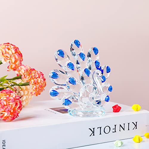 Movdyka Crystal Blue Peacock Figurine Gifts for Women Handmade Glass Art Collectible Animal for Home Decor Cute 4.5" Peacock Ornament for Kids - Image 3