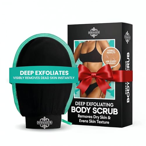 Dermasuri - Deep Exfoliating Glove - Polishing Mitt Body Scrubber - Korean Skin Cleaner Exfoliator & Dead Skin Buffing Treatment - Gifts for Women & Men - Keratosis Pilaris Scrub Remover - (1 Pack)