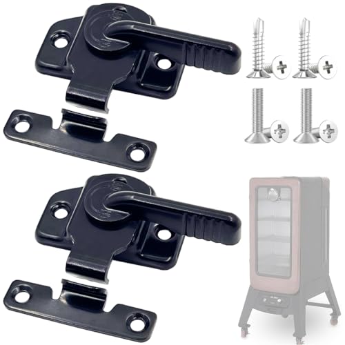 2 PCS Smoker Door Latch Kit for 1077 PBV4PS2, Pit Boss Pro Series II 4-Series Vertical Wood Pellet Smoker, Replacement Parts for Most of Cuisinart Masterbuilt Smoker Door Latch + 8pcs Screws