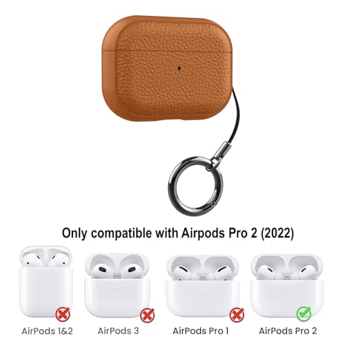 Image of YODI Case Cover for Airpods Pro|Pro 2|Airpods Pro 3|Airpods 4 Pouch, Silicone Cases with Cleaner Kit 360 Drop Protection,Shock-Resistant ((Leather-Orange), Airpods Pro /Pro 2)
