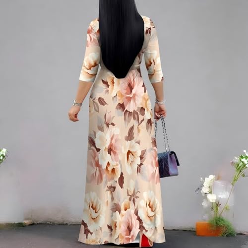 Image of PinkPatty Plus Size Maxi Dress for Women 3 /4 Sleeve Casual Long Dress