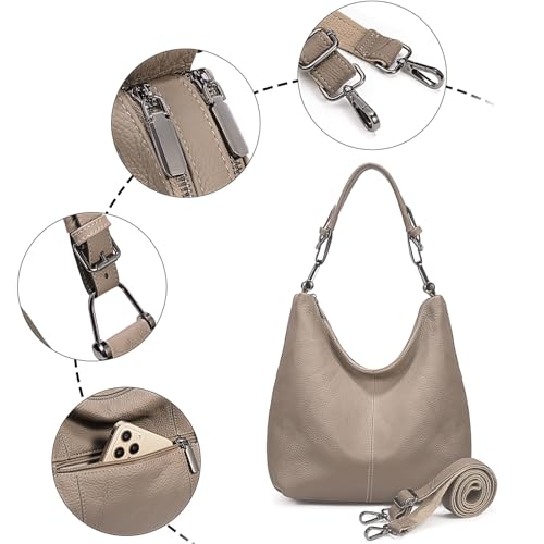 Image of YALUXE Women's Genuine Leather Shoulder Bags Slouchy Hobo Handbags Purses