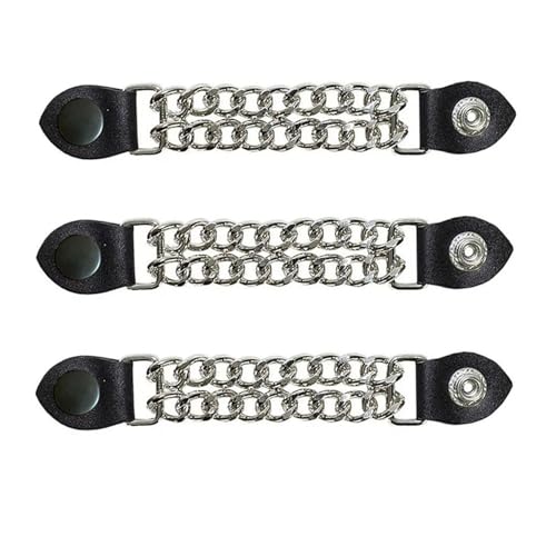 Vksjin Motorcycle Vest Extenders for Men 3Pcs Black vest chains