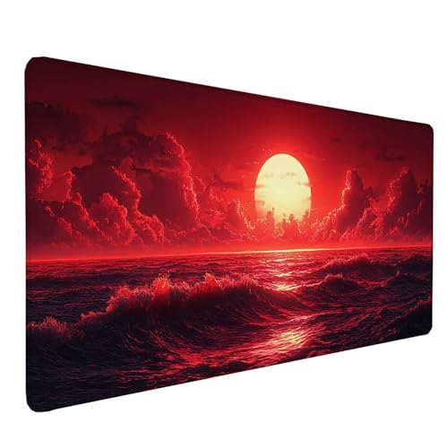 Tapis souris lune rouge 100x50cm, le sous-main idéal pour le bureau des gamers