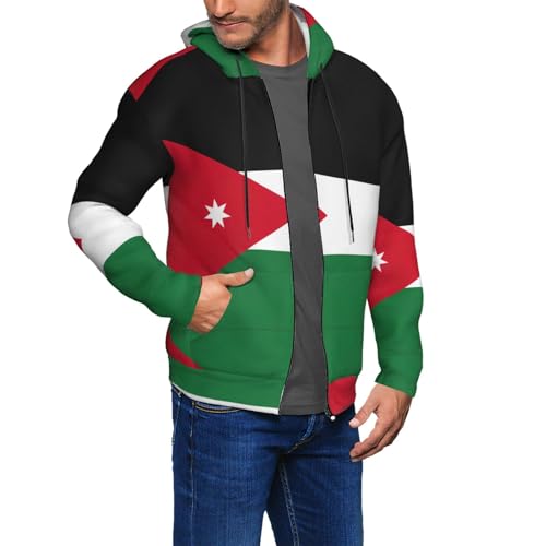 Sweat à capuche homme imprimé drapeau jordanien coupe moderne ample - 6