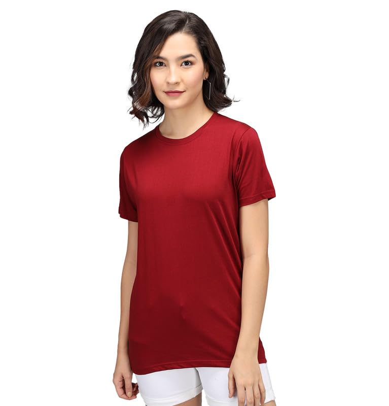 Image of Sleepynuts Women Boyfriend Plain Round Neck Half Sleeve T-Shirt