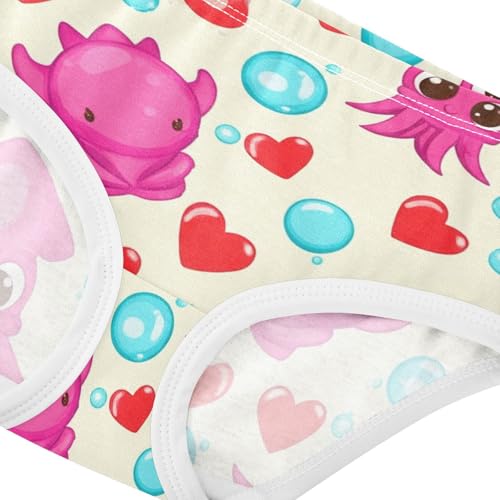 Cute Pink Squids Hearts Bubbles Girls Underwear Toddler 2t Cotton Cute Panties Girl Bright Briefs Underpants4