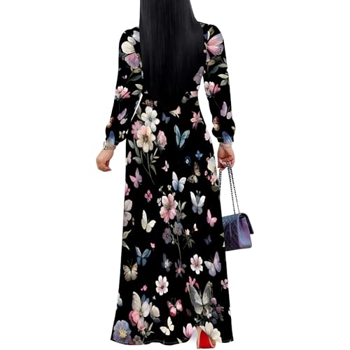 Image of PinkPatty Women's Long Sleeve Maxi Dress Plus Size Trendy Wedding Guest Wrap Dress with Pockets&Belt