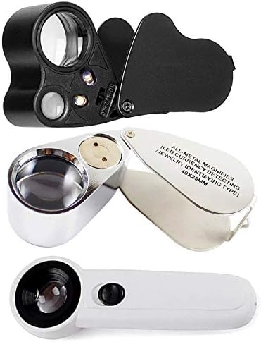 Jewelry Loupes,30X40X60X Loupe Magnifier Series ,Portable Foldable Bright LED Light Jewelry Magnifier with LED Magnifying Eye Loop Stand for Gems, Jewelry, Coins, Stamps, etc(Batteries Included)