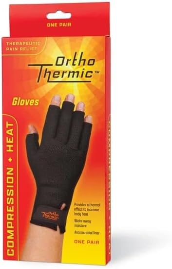 North Coast Medical OrthoThermic Gloves - Provides Warmth & Compression - Temporarily Reduce Pain/Soreness - 6" to 6-3/4" (15 to 17cm) - X-Small Pair
