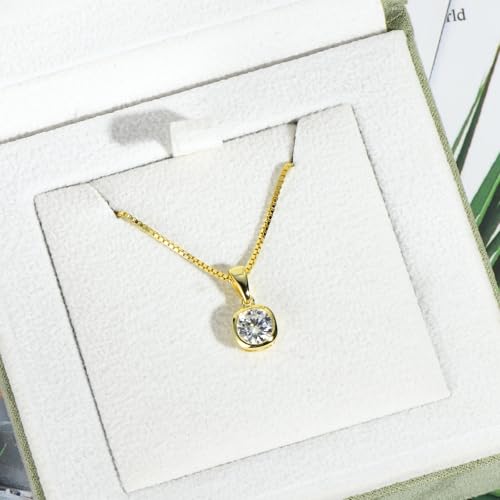 Moissanite Necklace for Women, Solitaire Pendant, D Color Round Cut 925 Sterling Silver Necklace, GRA Certified, 18+2 inch Box Chain 5