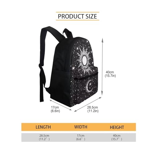 Black Moon Sun Backpack for Girls Fashion School Bag with Shoulder Straps Lightweight New Backpack for Teens Preschool Elementary School Students Trendy Travel Daypack Gifts3