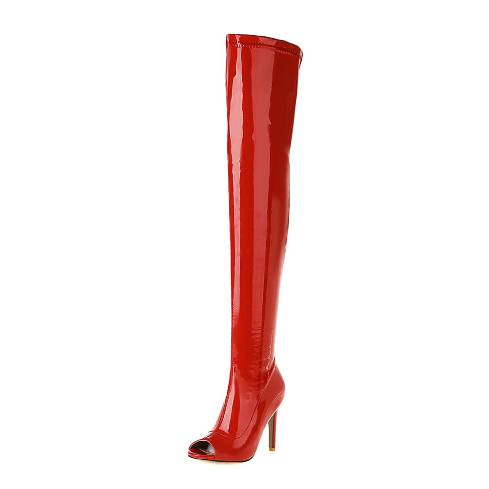 JUODVMP Damskie buty do tańca za kolano rozciągliwe impreza wysoki obcas model 1701