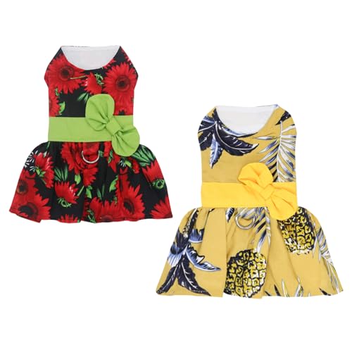 2 Piezas Vestidos de Perro Cachorro Bowknot Princesa de Lujo Ropa Floral Boda Vestido de Noche Falda de Verano Vestido de Flores para Niña Perro Pequeño