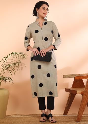 Image of Maaesa Women Printed Rayon Slub Straight Kurta